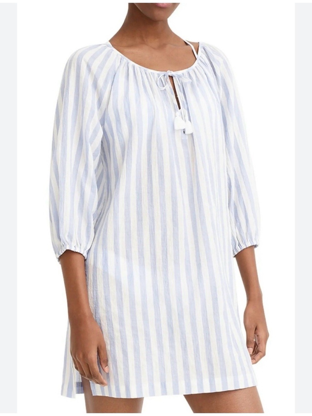 J.CREW   BEACH TUNIC  BLUE & WHITE STRIPE SHIFT DRESSLIGHTWEIGHT  SZ SMALL